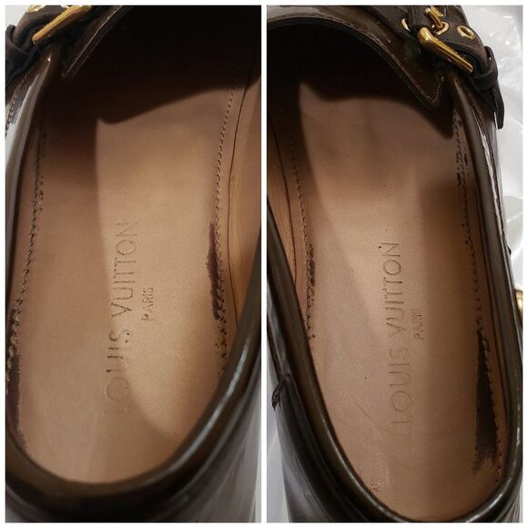 Louis Vuitton Brown Mini Lin Monogram Patent Loafers Size 41 - Picture 13 of 16